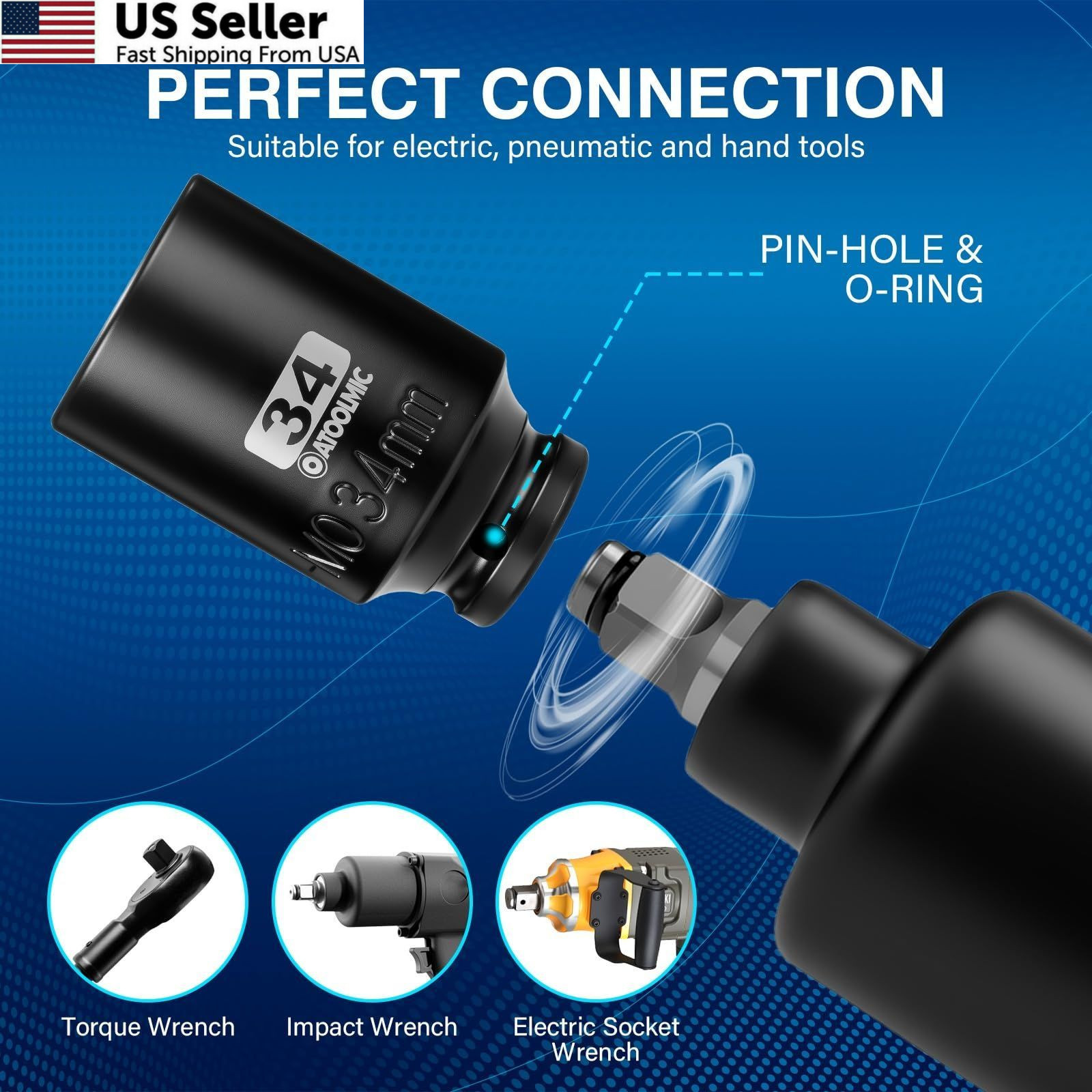1/2″ Drive 34mm Deep Impact Socket Metric 6 Point CR-MO Axle Nut Remover