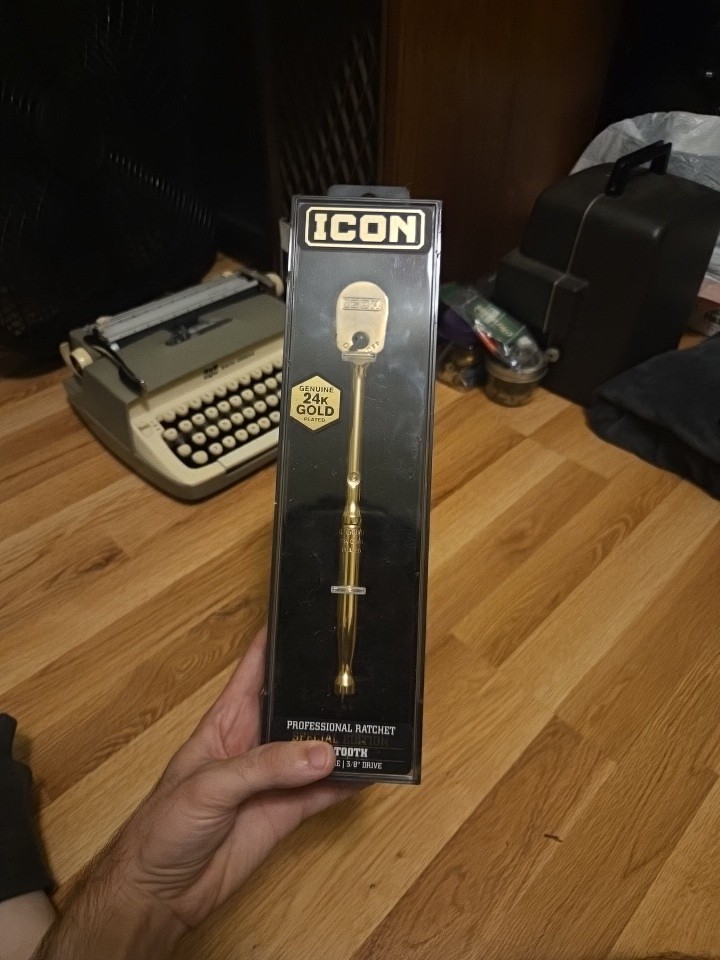 Icon Professional Ratchet Special Edition 90 Tooth 3/8 In Drive Genuine 24k Gold