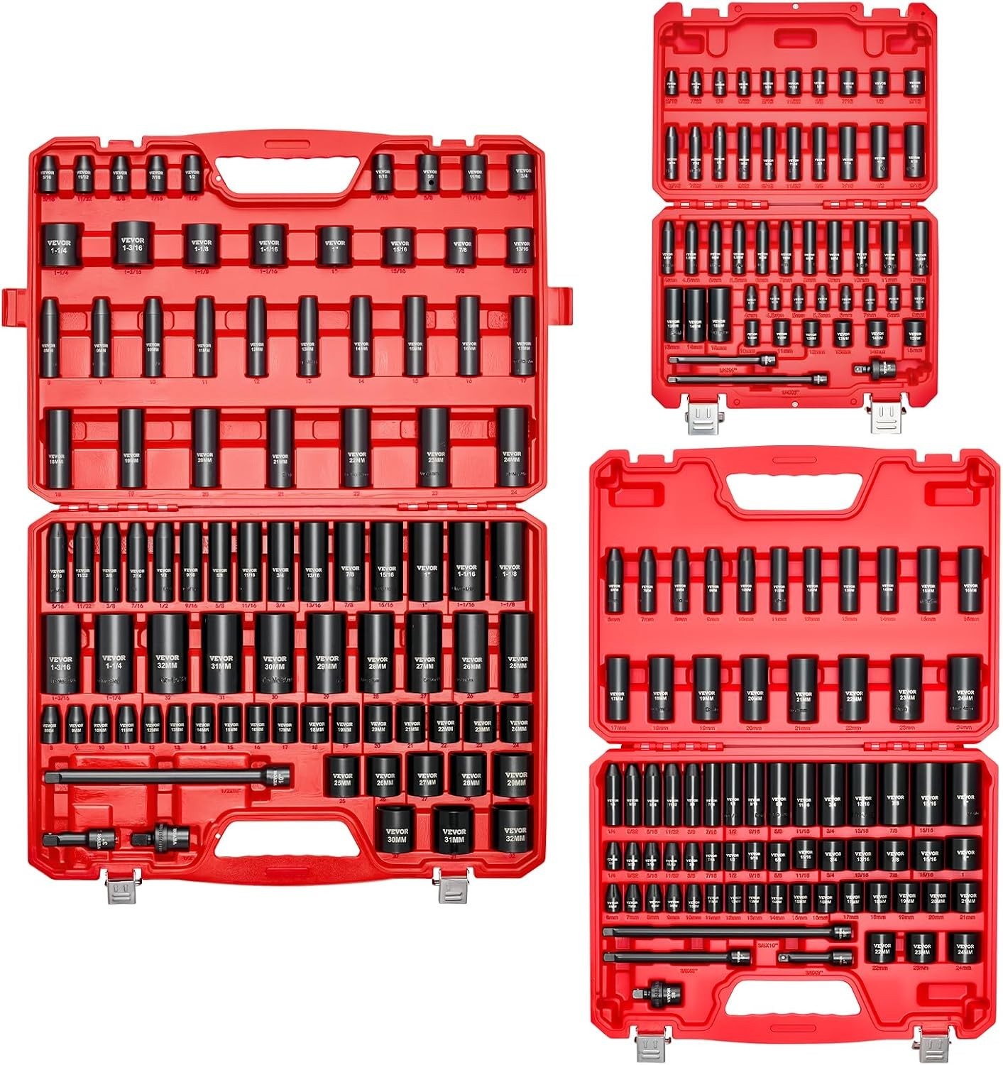 High-Impact Torque Socket Set, 210-Piece with Extension Bars
