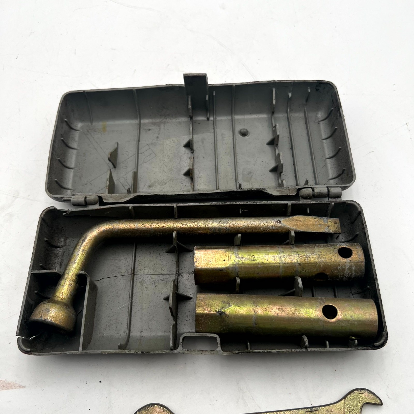 Vintage Fiat Spark Plug & Open-End Wheel Nut Wrenches Incomplete Tool Kit Box
