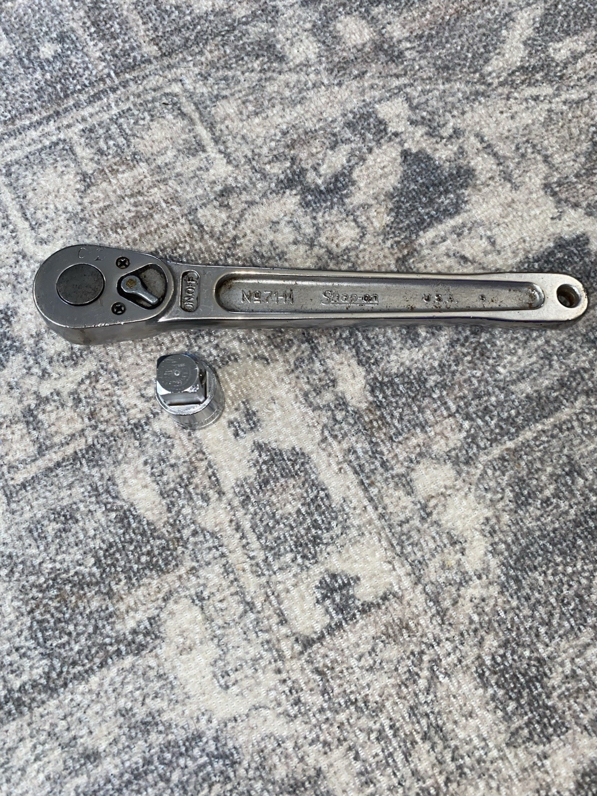 Vintage Snap-On Ratchet Socket Wrench 1/2 Drive 71M & 1/2-5/16 Adapter HD1 Combo
