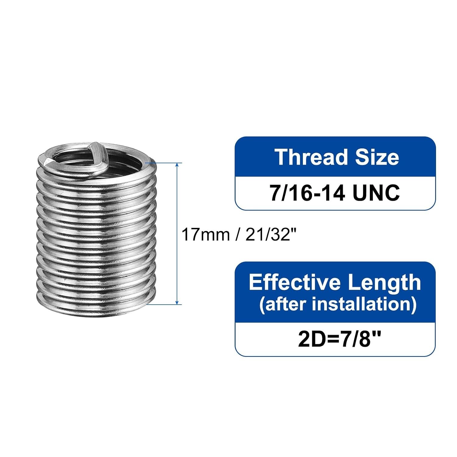 50pcs 7/16-14 UNC Stainless Steel Thread Repair Kit