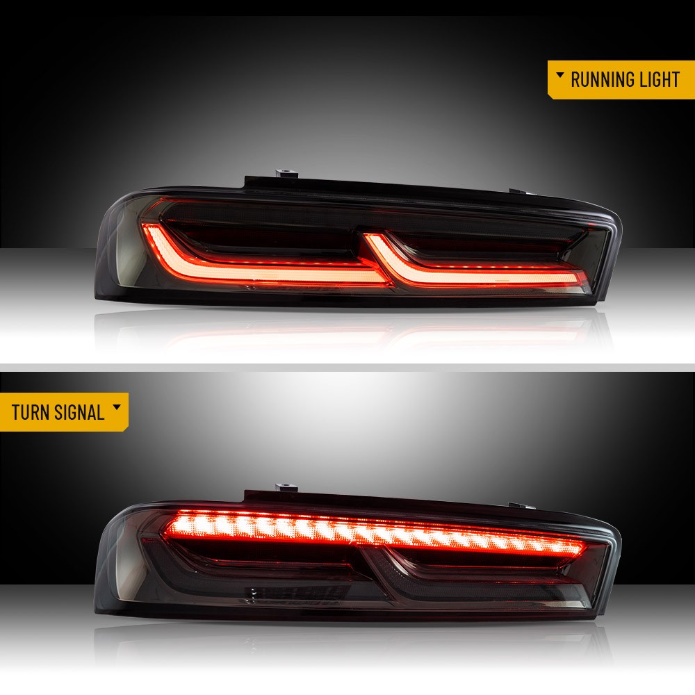 Tail Lights For Chevy Camaro 2016-2018 LED DRL Smoked Sequential Lamps One Pair