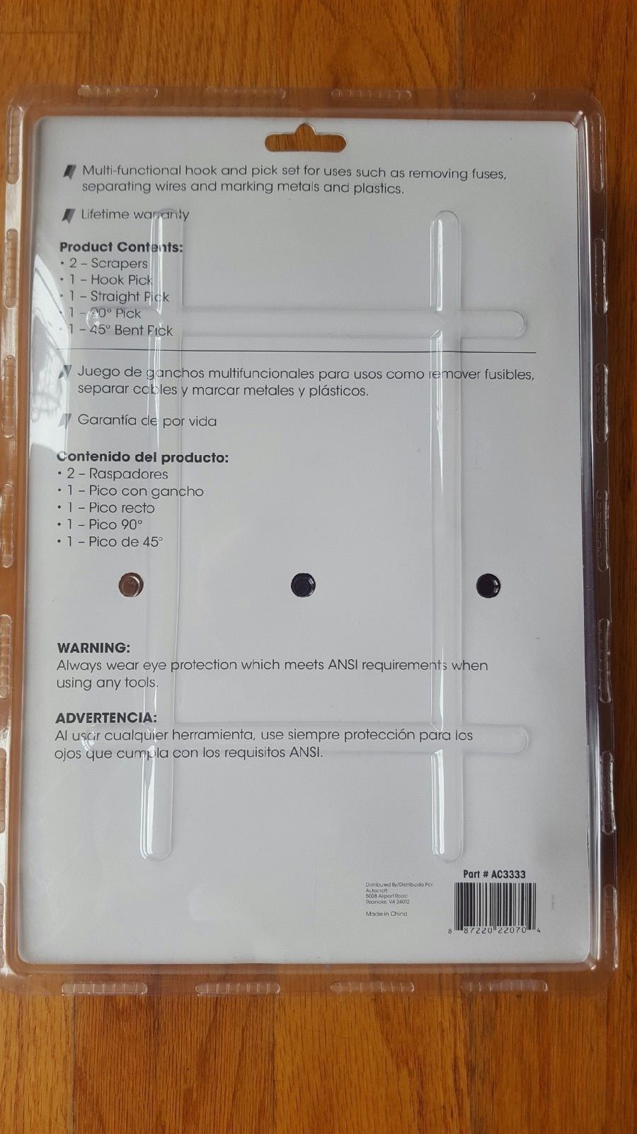 AUTOCRAFT HOOK AND PICK SET CASE 6 PIECE AUTOMOTIVE RED HANDLE PLASTIC STEEL