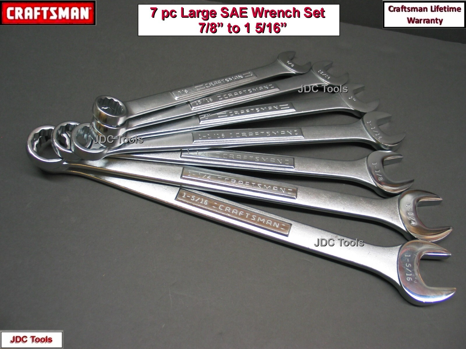 CRAFTSMAN Large 7 pc SAE Combination Wrench Set 12pt 7-8″ to 1 15/16″