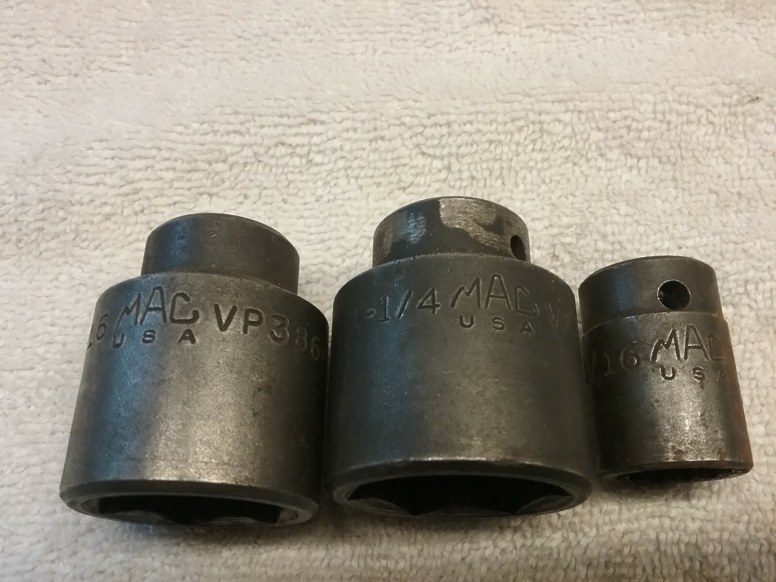 3 Mac Tools Shallow Standard Impact Sockets VP222 11/16″,386 1 3/16″, 406 1 1/4″