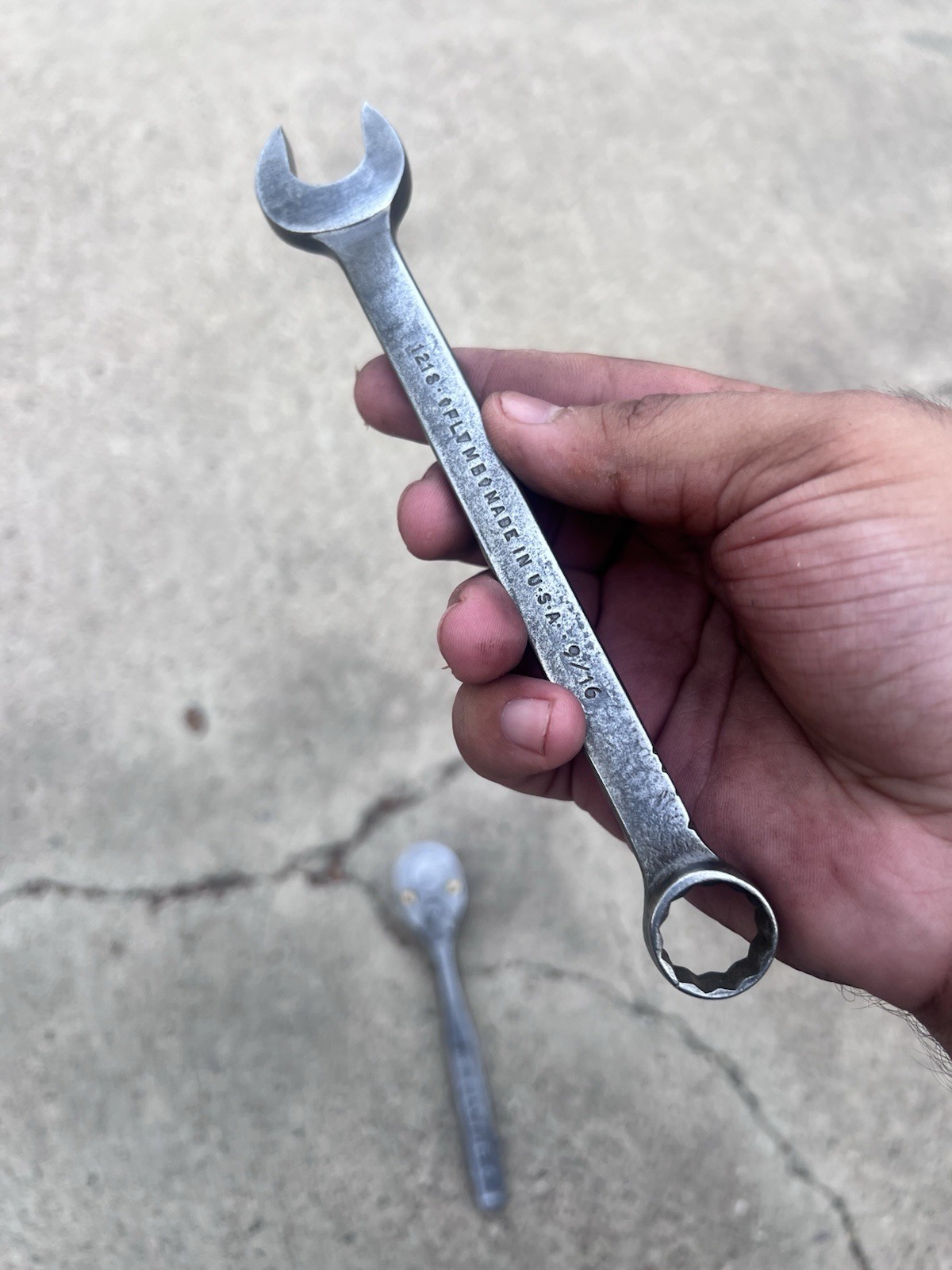 Vintage Plomb PLVMB 5249 3/8 Ratchet w/ Brass Screws & 1218 Open Ended Wrench