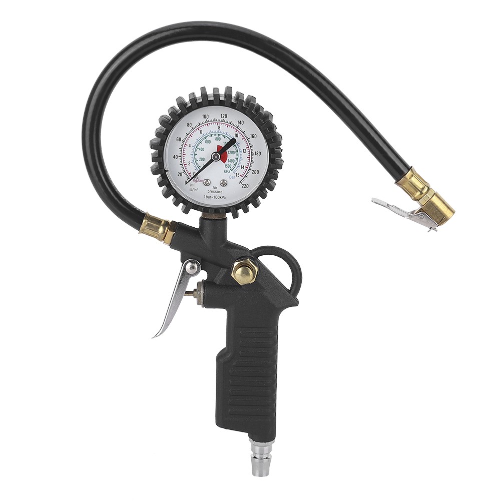 220PSI Automobile Tire Pressure Gun Inflator Gauge For Trucks Motorcycles