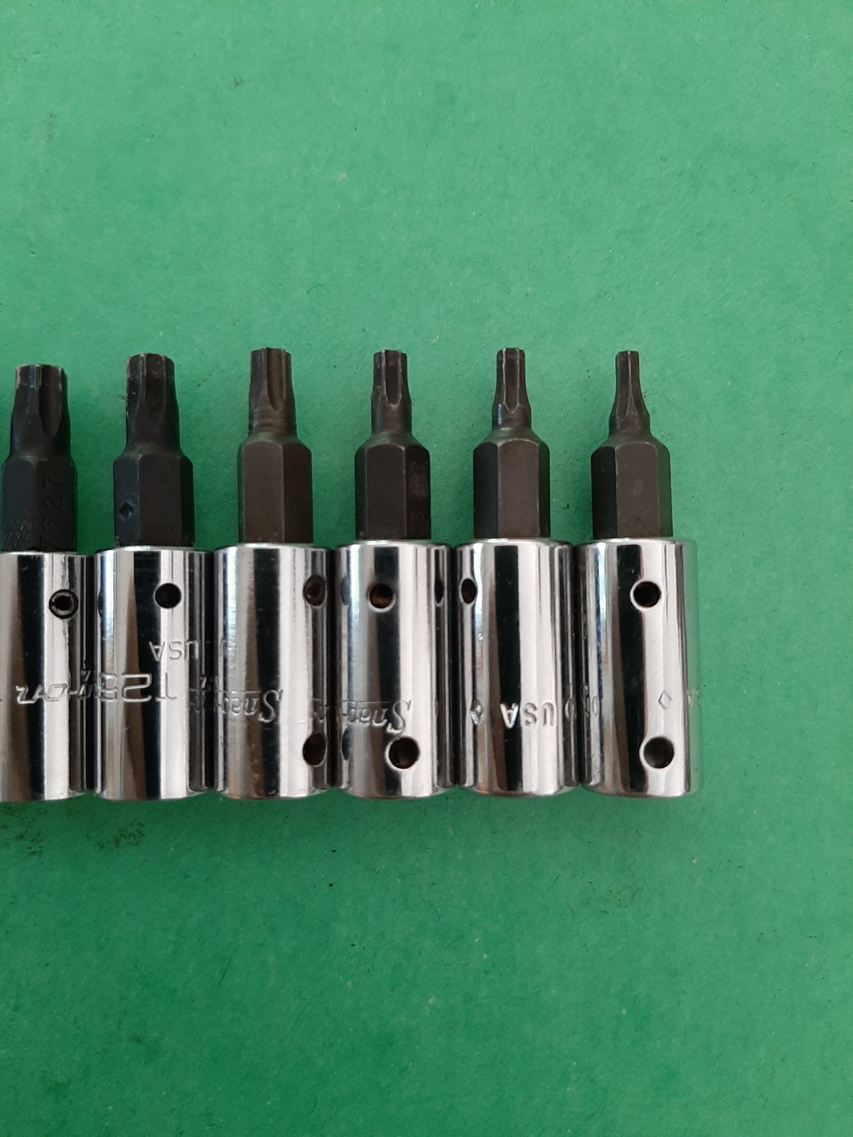 Snap-on USA 8pc 1/4” Drive Torx Bit Driver Socket Set T8 10 15 20 25 27 30 40