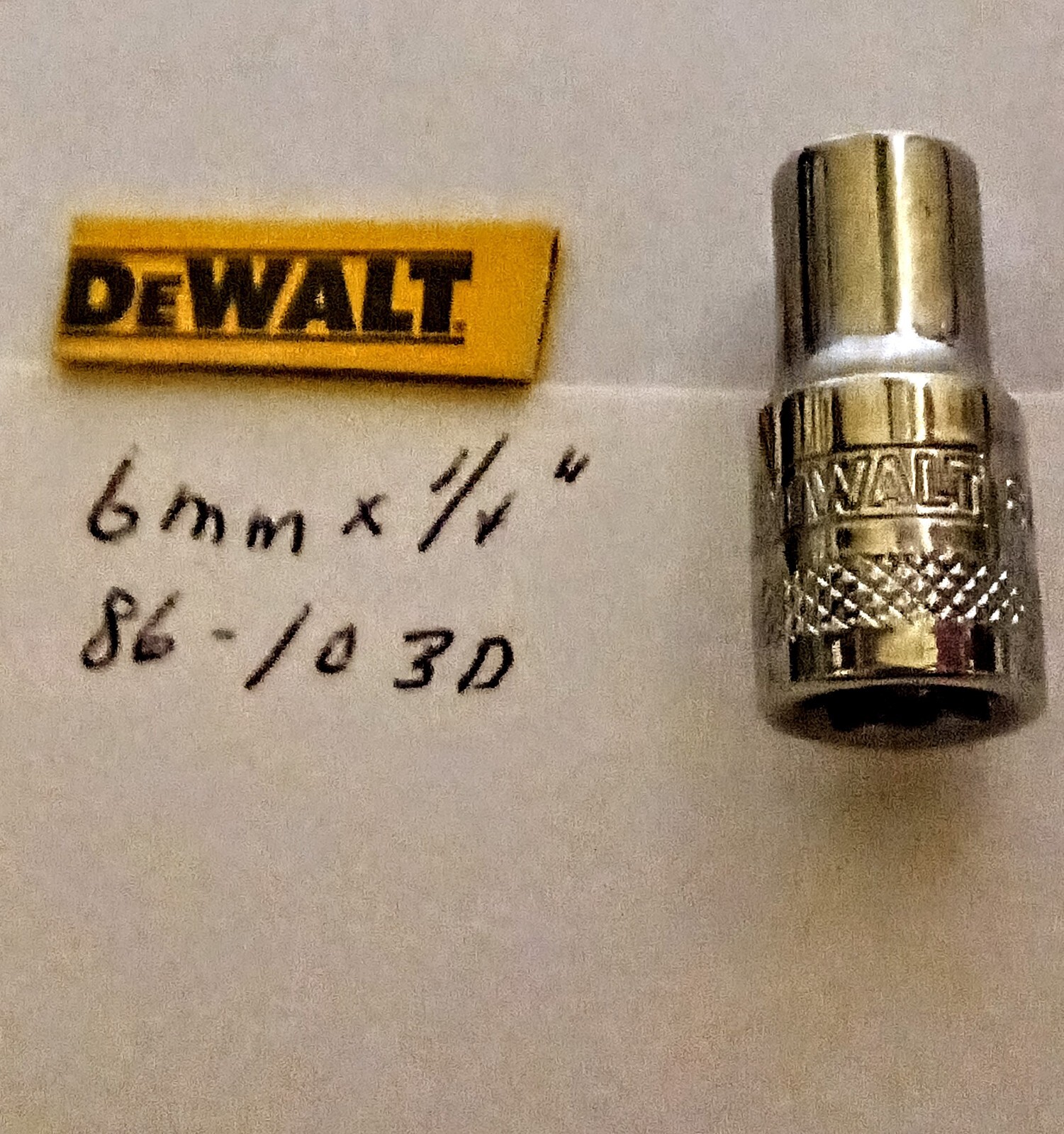 DeWalt 6 mm x 1/4″ Dr Shallow Polished Chrome Socket 86-103D 6Pt Free Shipping