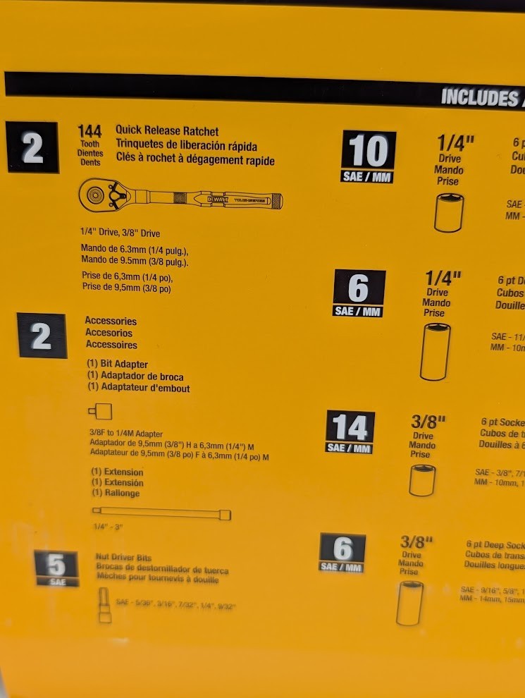 DeWalt Tough Series Mechanics Tool Set – 96 Pieces SAE & MM – DWMT45410 – NEW