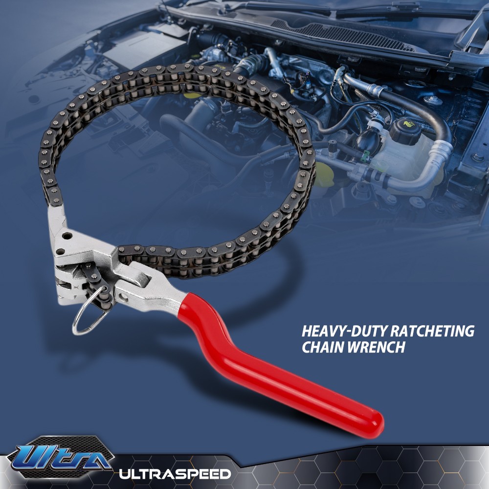 Ratcheting Chain Wrench Oil Filter Change Pipe Fittings 60-160mm Heavy-Duty