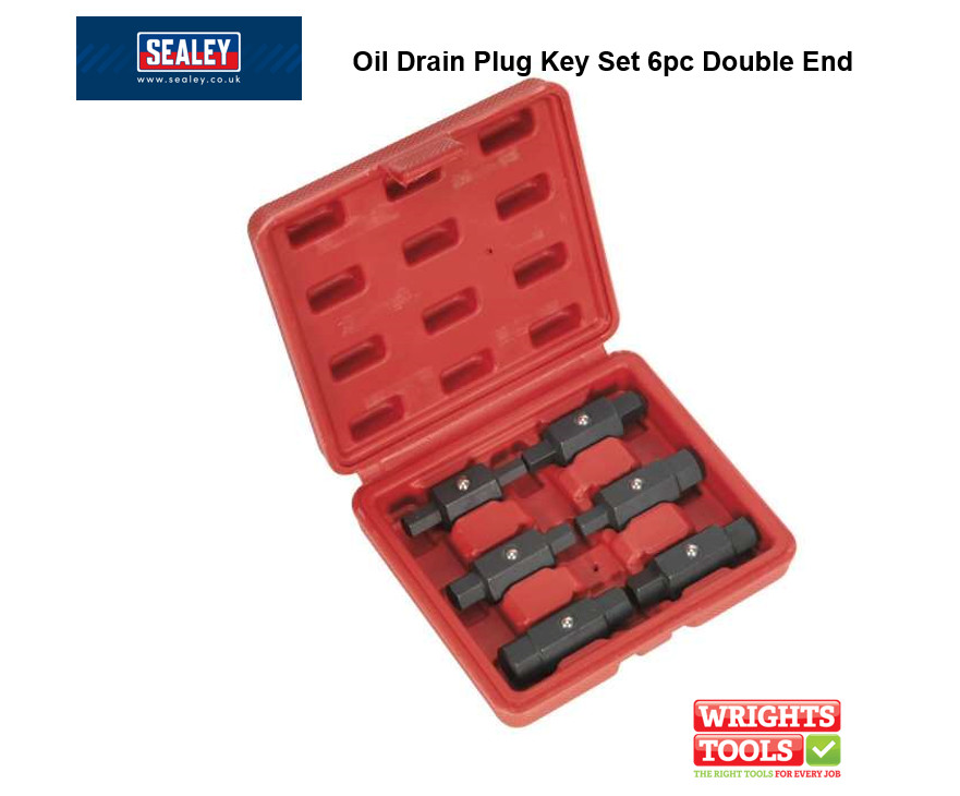 Sealey Oil Drain Sump Plug Key Set 6pc Double End Carbon Steel Change Service