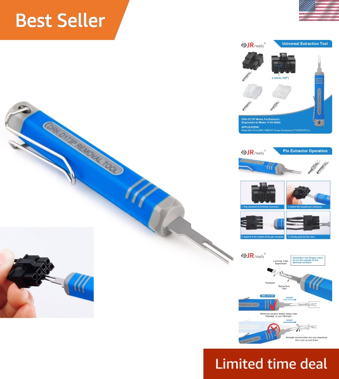 Efficient Molex Mini-Fit Jr. Pin Removal Tool with High-Grade Alloy Steel Tip