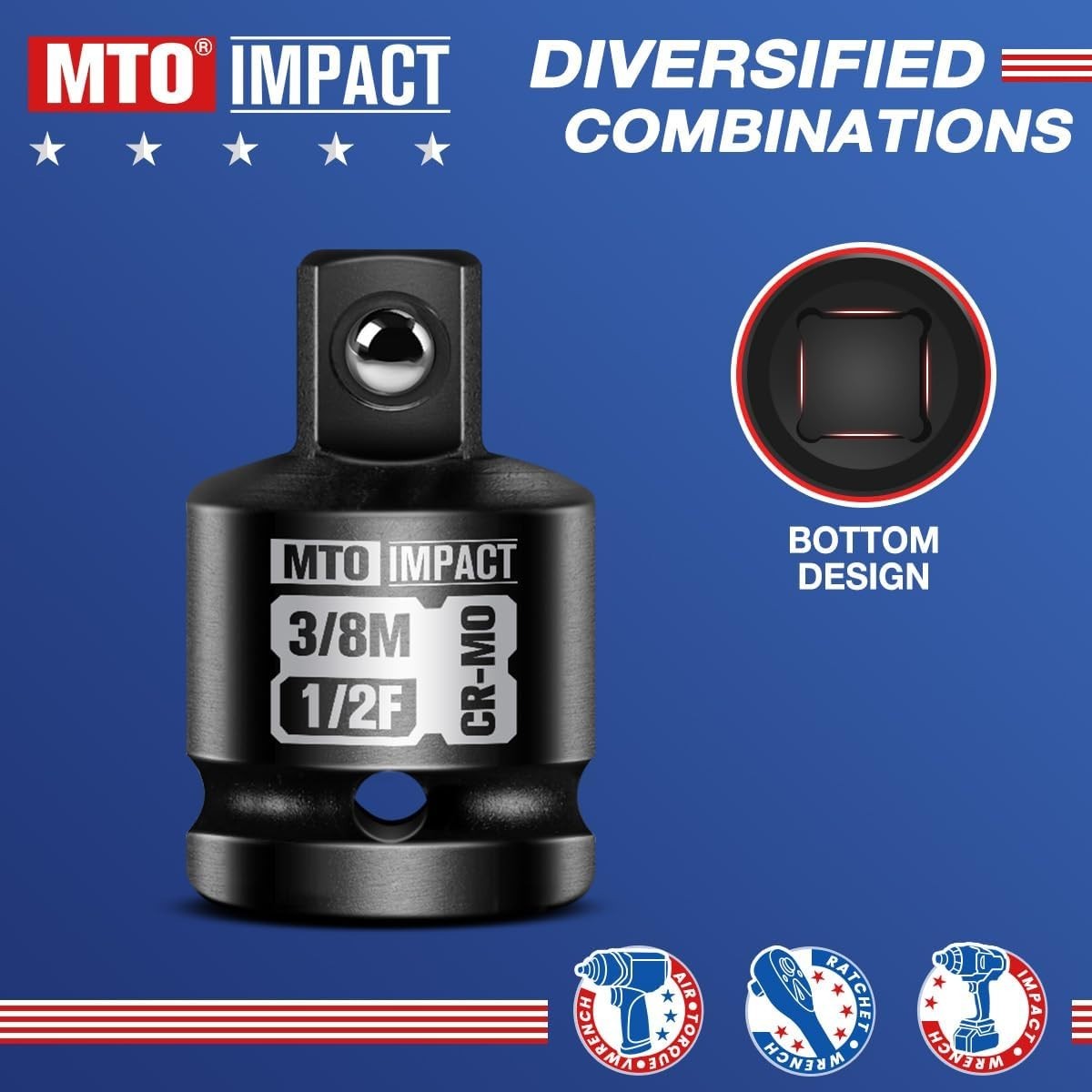 2-Piece 1/2″ to 3/8″ Impact Socket Adapter Set – Chrome Molybdenum Durability