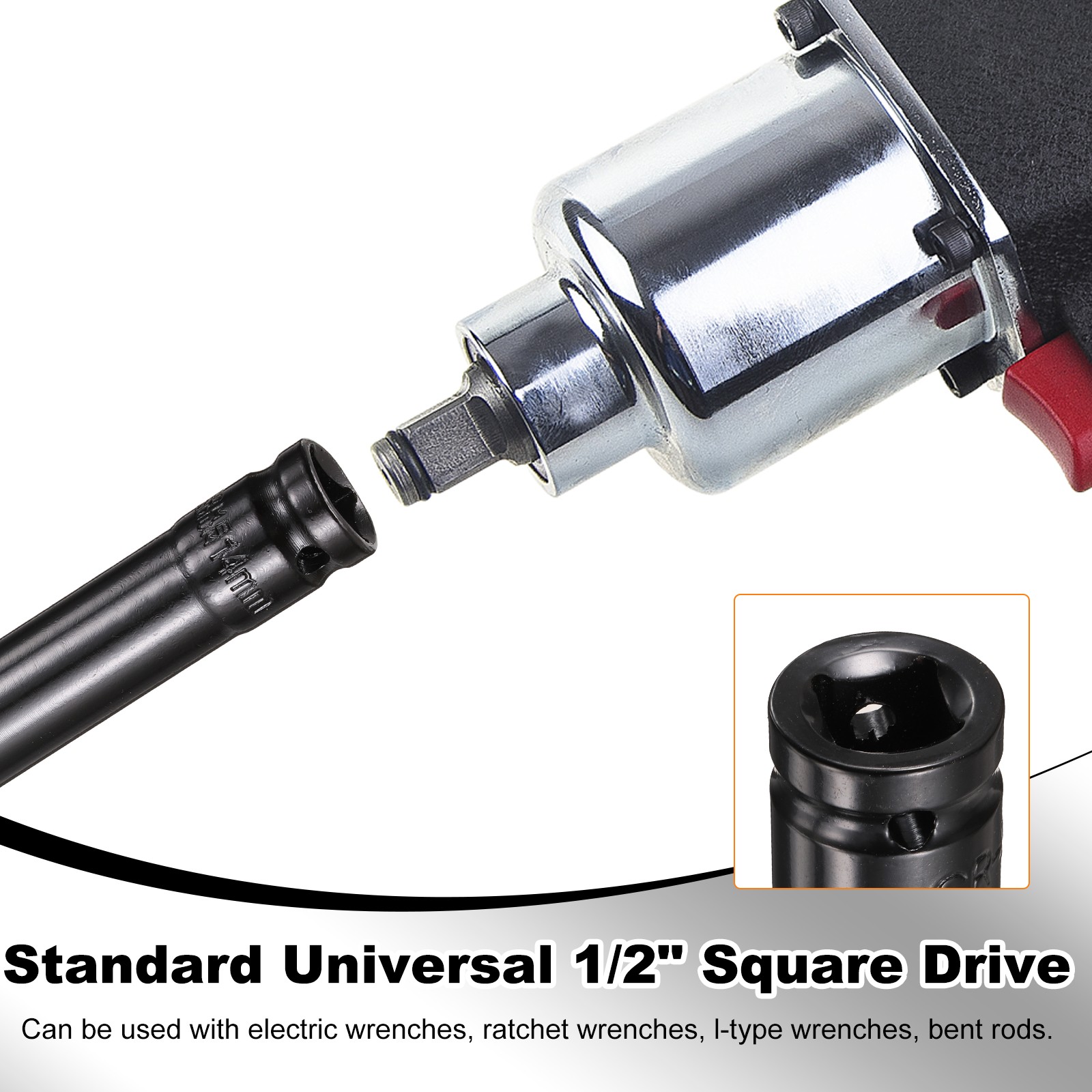 6-Point Deep Impact Socket 14mm Metric Socket 1/2″ Drive 7.7″ Long,