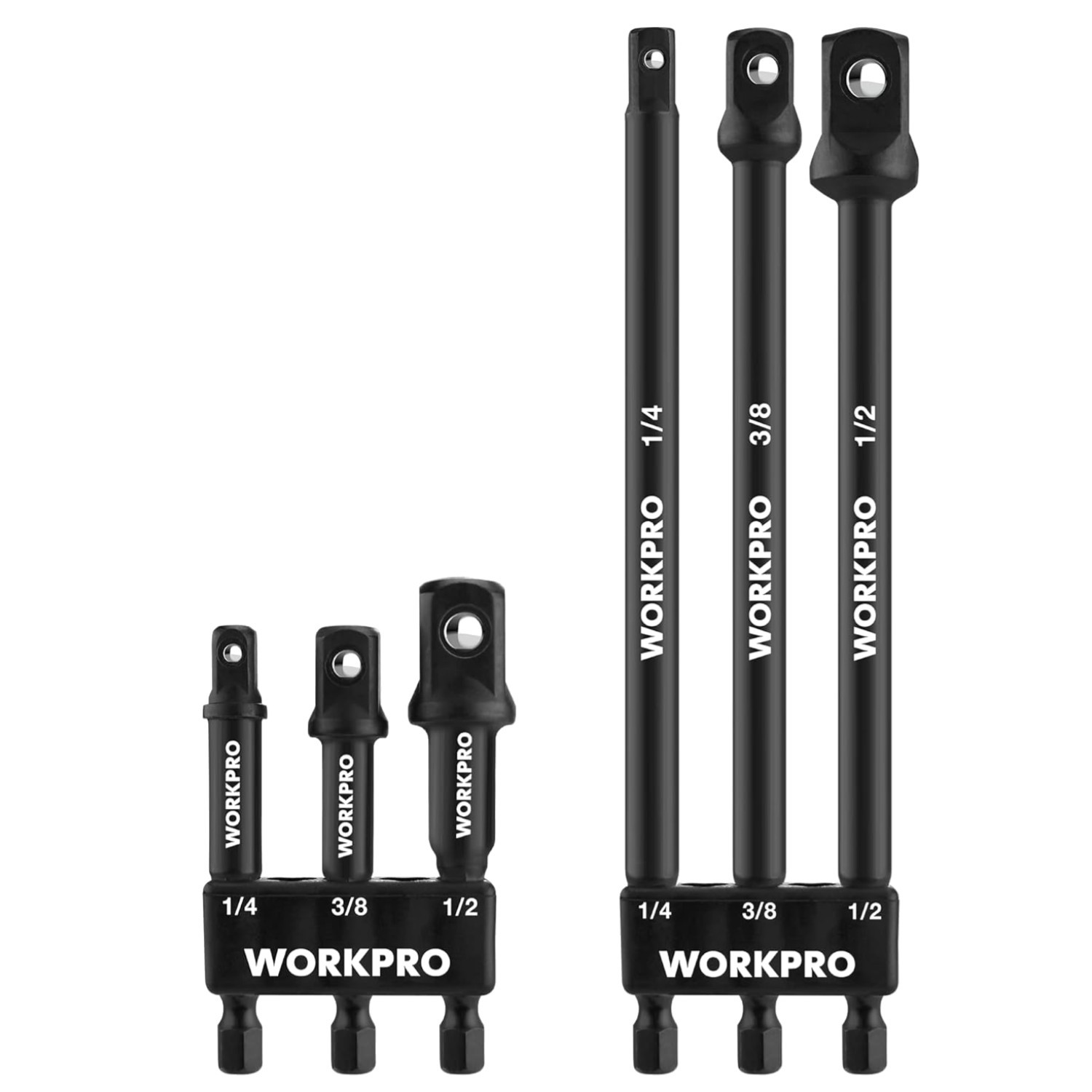 6-Piece Socket Adapter Extension Set, 1/4, 3/8, 1/2-Inch Drive, 1/4-Inch Hex …