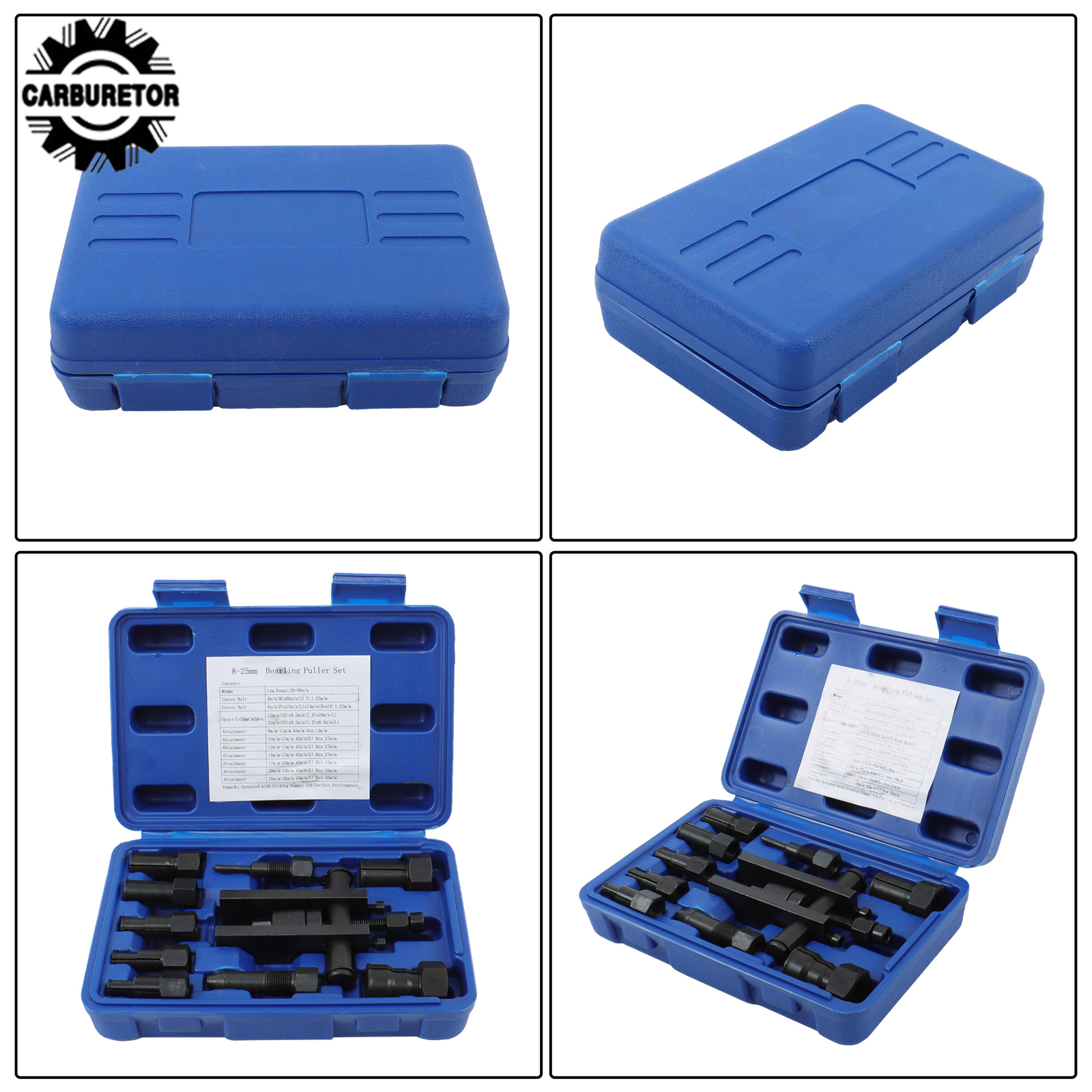 10pc Blind Hole Inner Bearing Puller Set 8-25mm Remover Slide Tool Internal Kit
