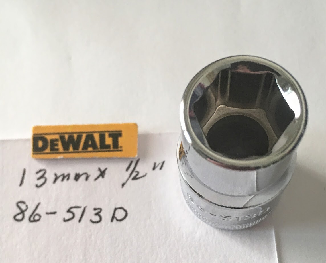 DeWalt 13 mm x 1/2″ Dr Shallow Polished Chrome Socket 86-513D 6Pt Free Shipping