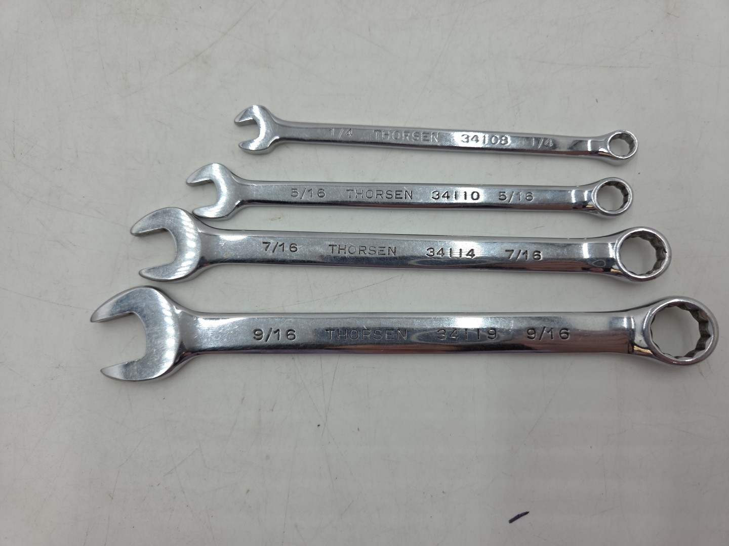 8 Pc. Thorsen Combo Wrench Set SAE 1/4, 5/16, 7/16, 9/16, 5/8, 11/16, 13/16, 7/8