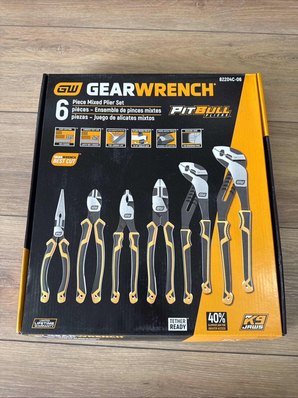 GEARWRENCH 82204C – 6 Pc. Pitbull Dual Material Mixed Plier Set