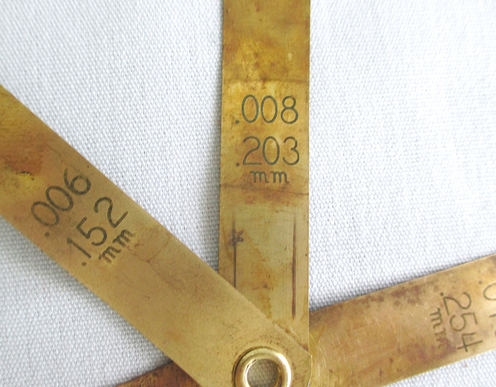 Vintage Brass Feeler Gauge 0.006, 0.008, 0.010, 0.012, 0.014 and 0.016 inches