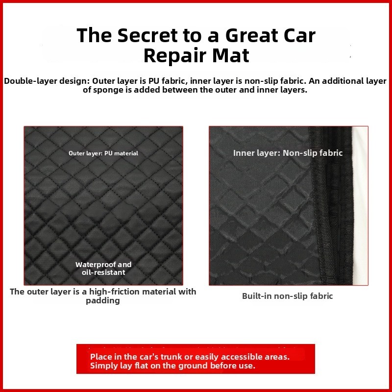 Compact Portable Car Repair Mat Foldable Lightweight PU Waterproof Pad