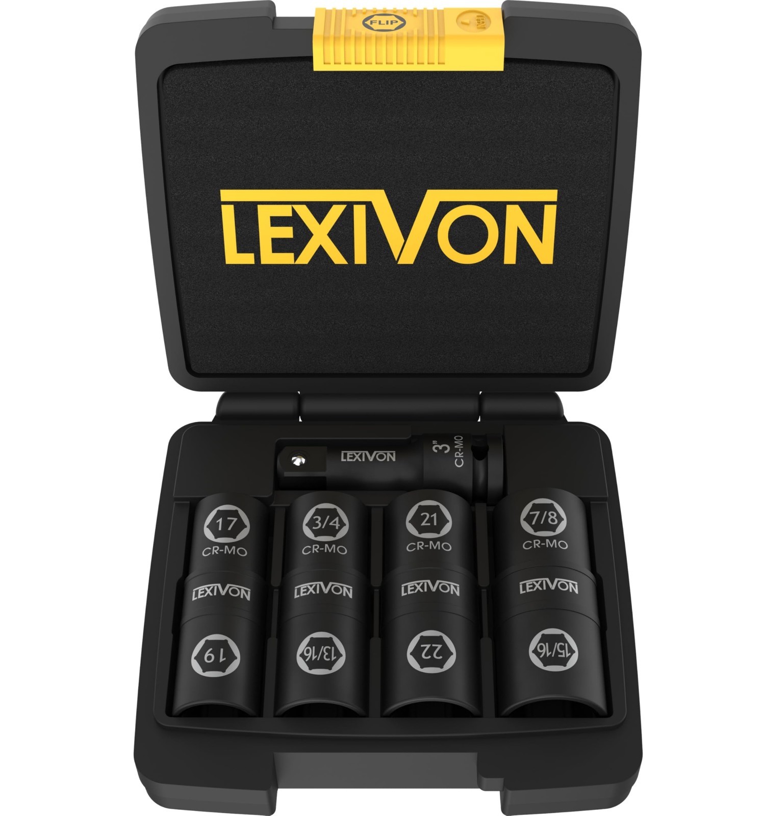 1/2″ Drive Lug Nut Impact Socket Set – 8-IN-4 Flip Design for Inch & Metric Whee