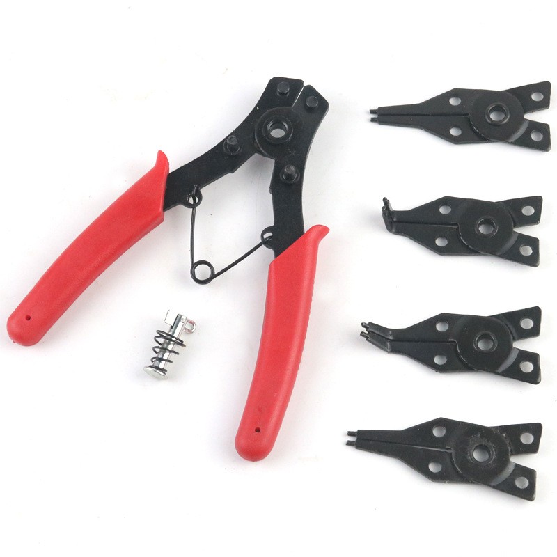 4 in 1 Snap Ring Pliers Interchangeable Tips Internal External for Auto Repair