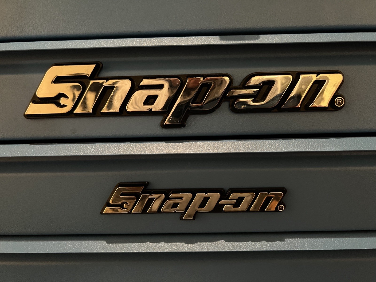 New Snap On LOGO 8” METAL Toolbox Roll Cab chrome Badge Logo Emblem Sticker .
