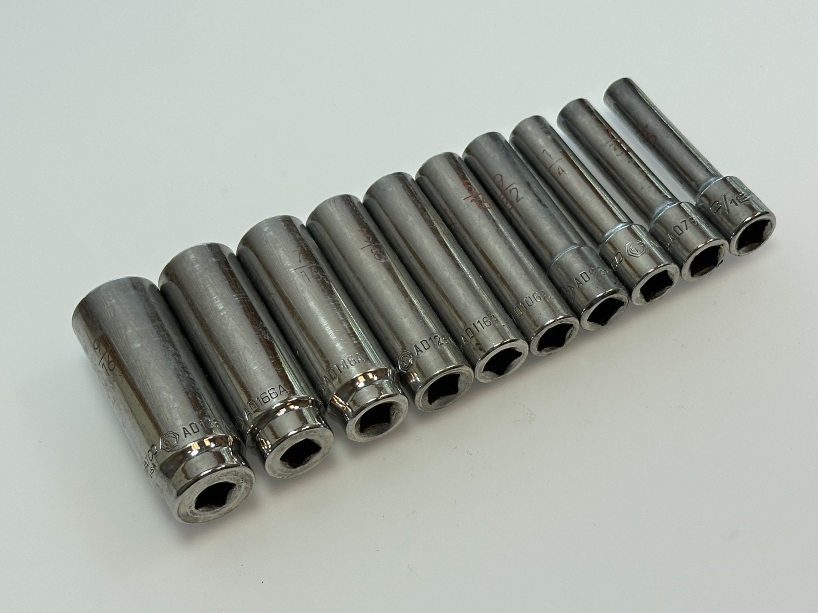 Matco Tools USA 10pc SAE 3/16″ to 9/16″ Deep Chrome Socket Set, 1/4″ Drive 6 PT.