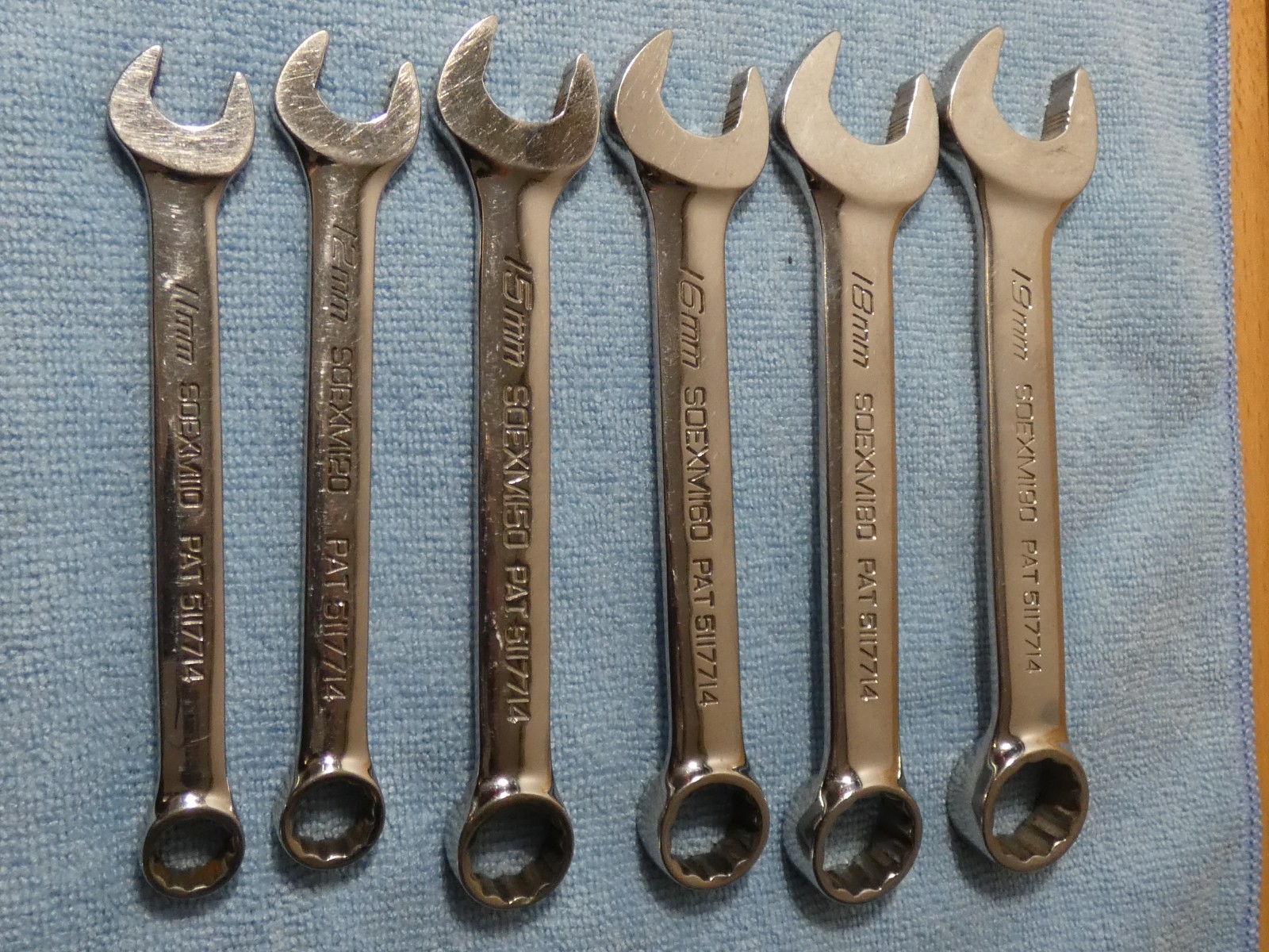 SNAP-ON 6PC METRIC 12PT SHORT COMBINATION WRENCH SET 19MM.18MM,16MM,15MM.12,11MM