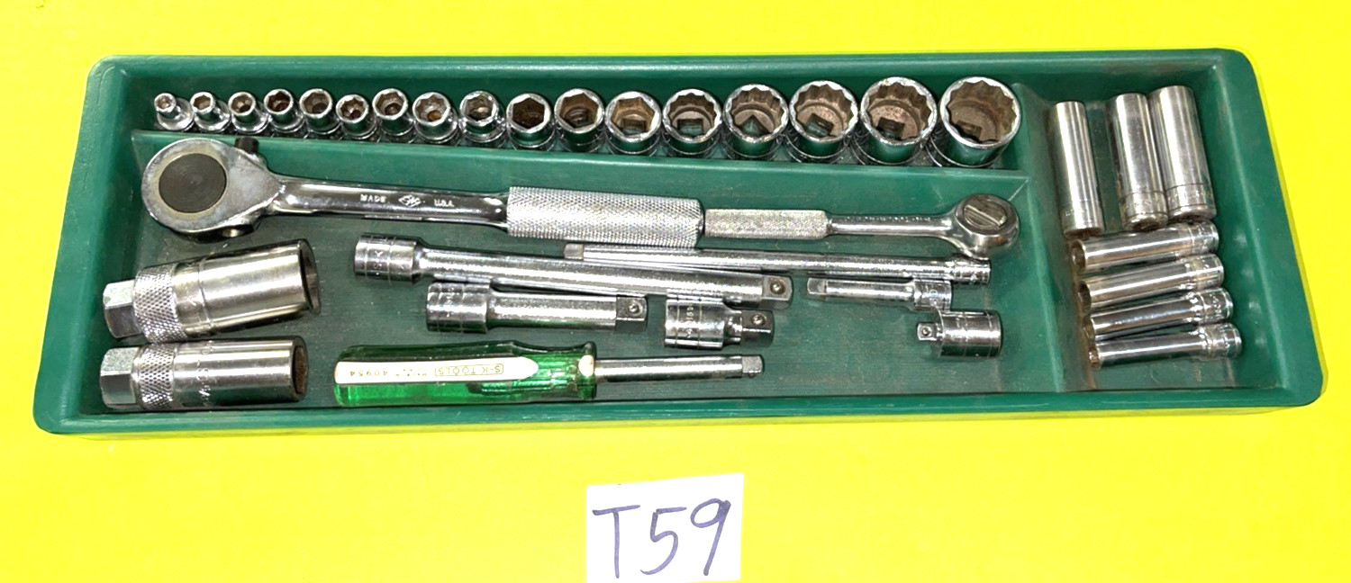 S-K TOOLS 50 PIECE 1/4 & 3/8 DRIVE SAE. GENERAL SERVICE SET SHORT & DEEP