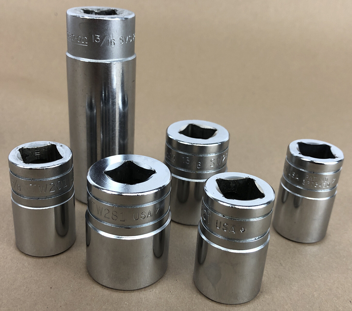 Snap On Tools 1/2” Drive 6pc Socket Lot SAE TW281 SW261 SVS261 TW221 SW201 TW201
