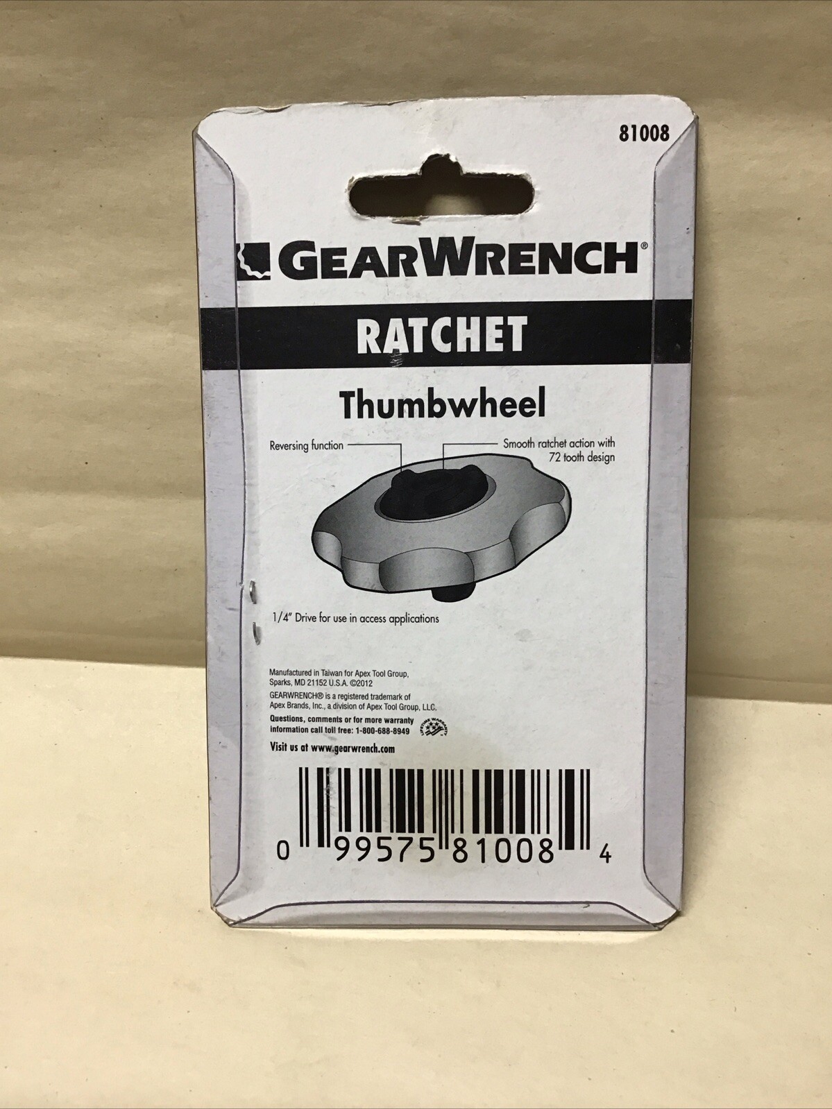 GEARWRENCH #81008 1/4″ DRIVE 72-TOOTH THUMBWHEEL RATCHET