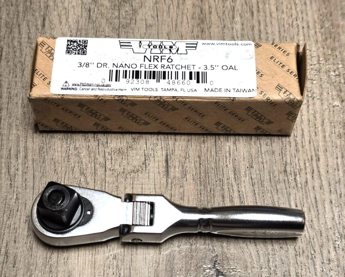 VIM Tools 3/8″ dr Nano Flex Head Quick Release Micro Ratchet, 3.5″ Long #NRF6
