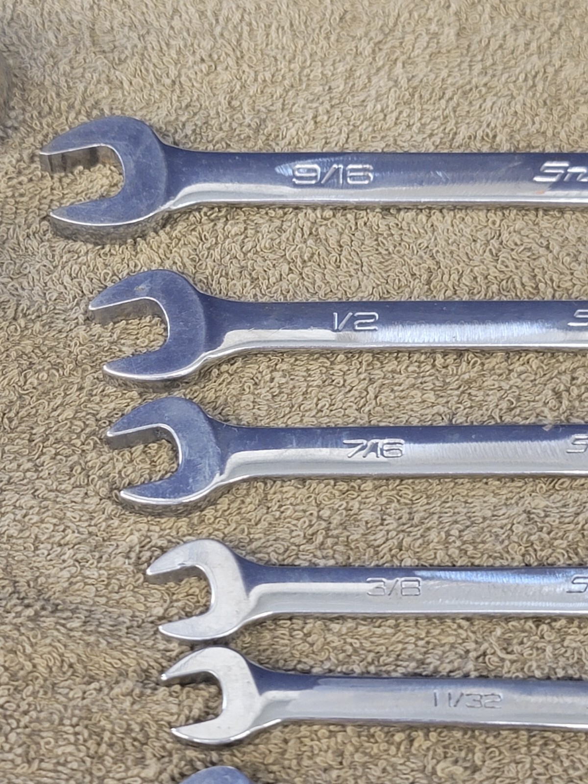 Snap on OEX Combination Wrench Set Sae 1-1/16 1 15/16 7/8 13/16 3/4 9/16 3/8 1/4