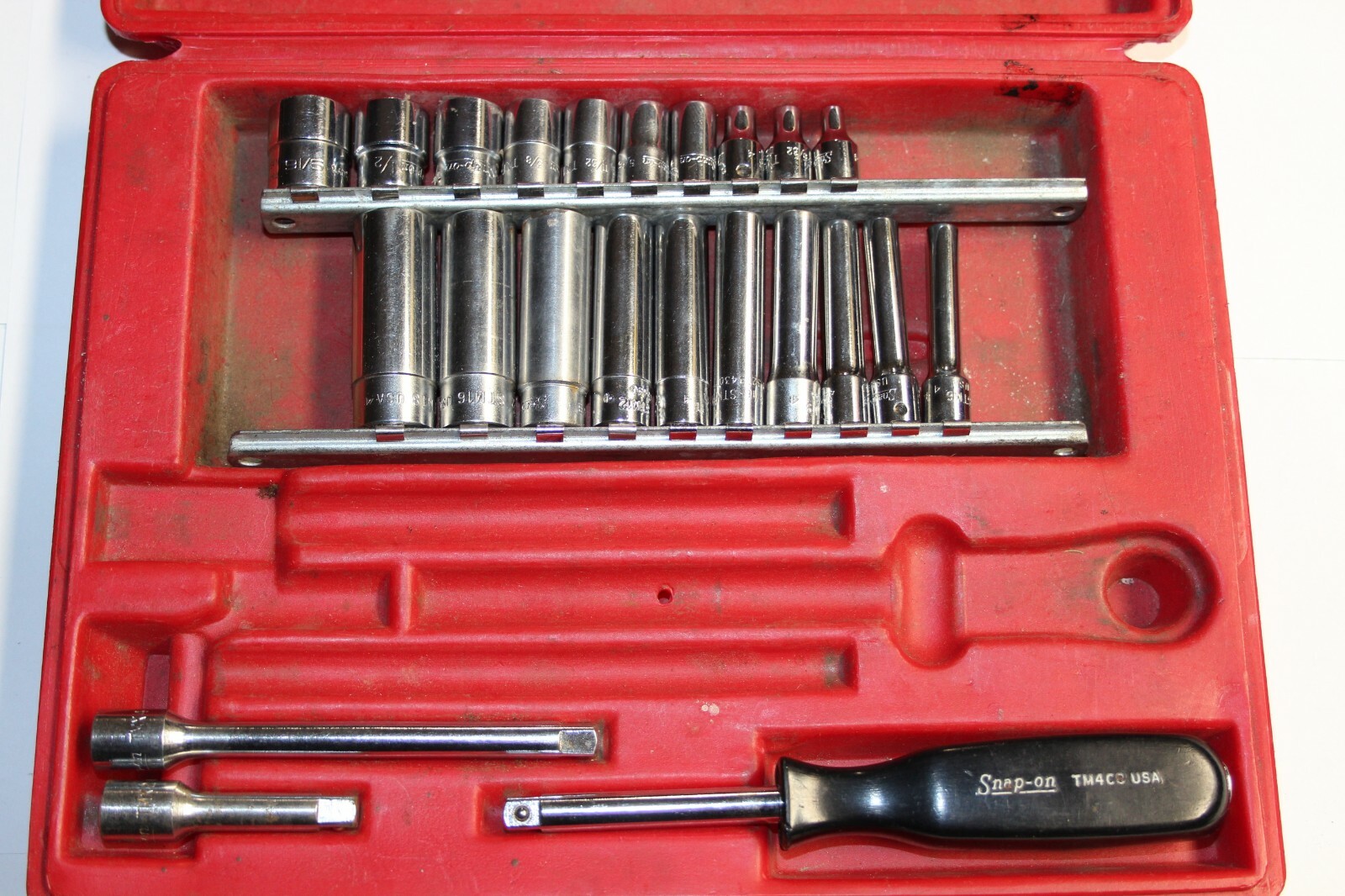 SNAP-ON TOOLS 1/4″ DRIVE SAE DEEP/SHALLOW SOCKET SET, SHANK DRIVER SET 23pcs USA