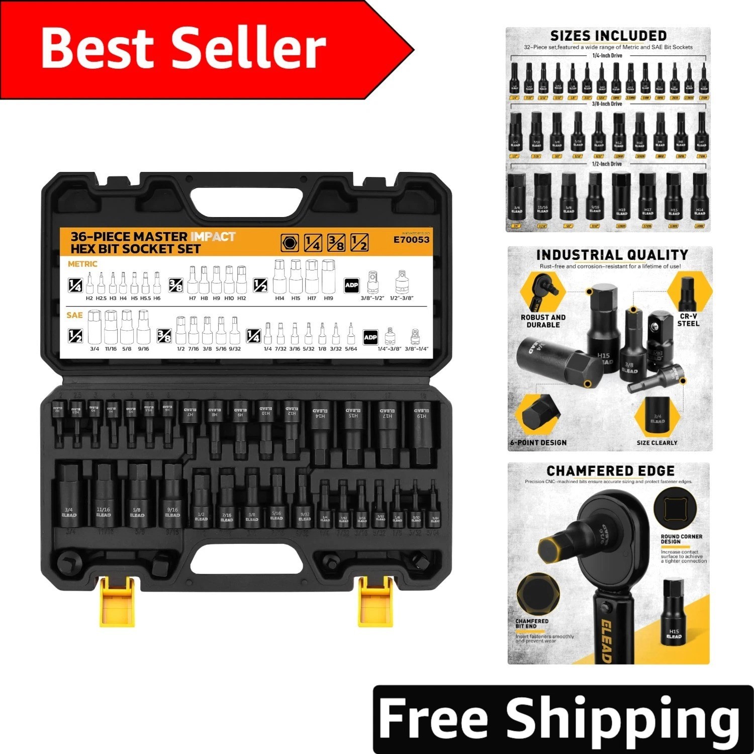 Comprehensive 36-Piece Hex Bit Socket Set – Maximum Durability & Control