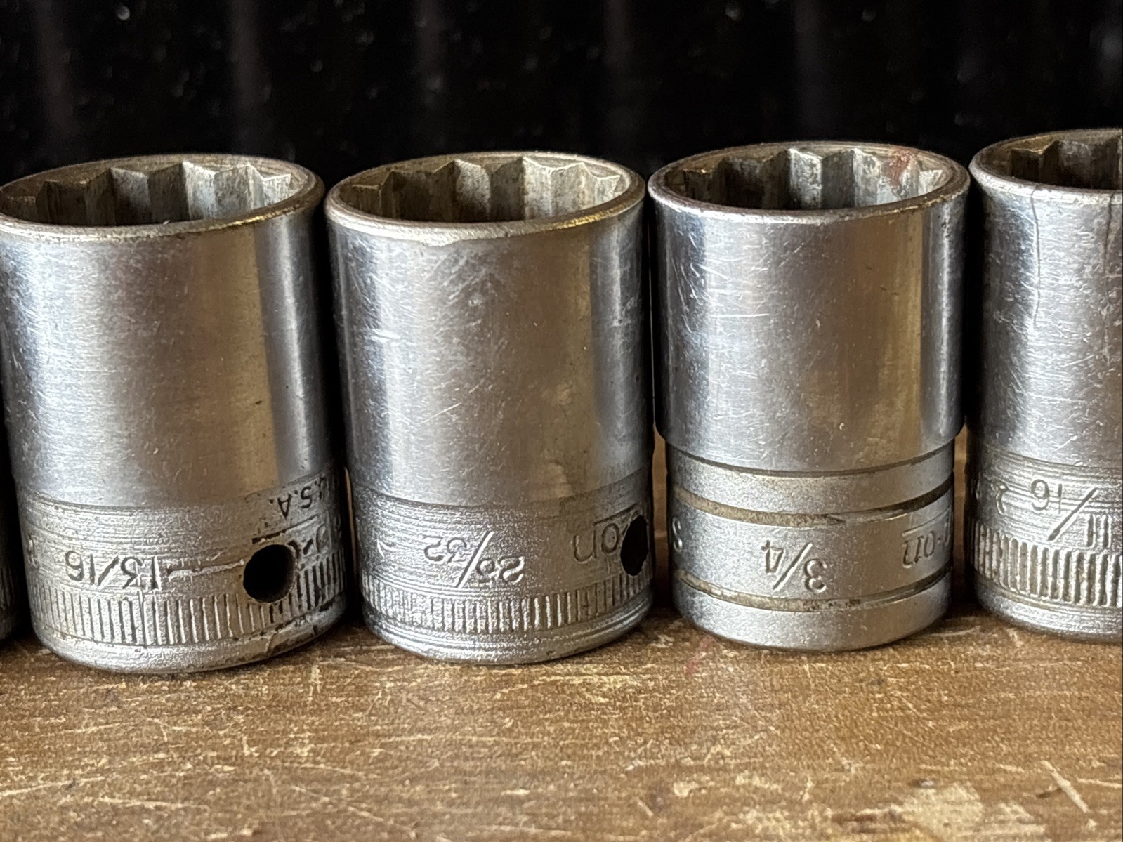 Vintage Set of 11 Snap On 1/2″ Drive 12 Pt. SAE SW Sockets