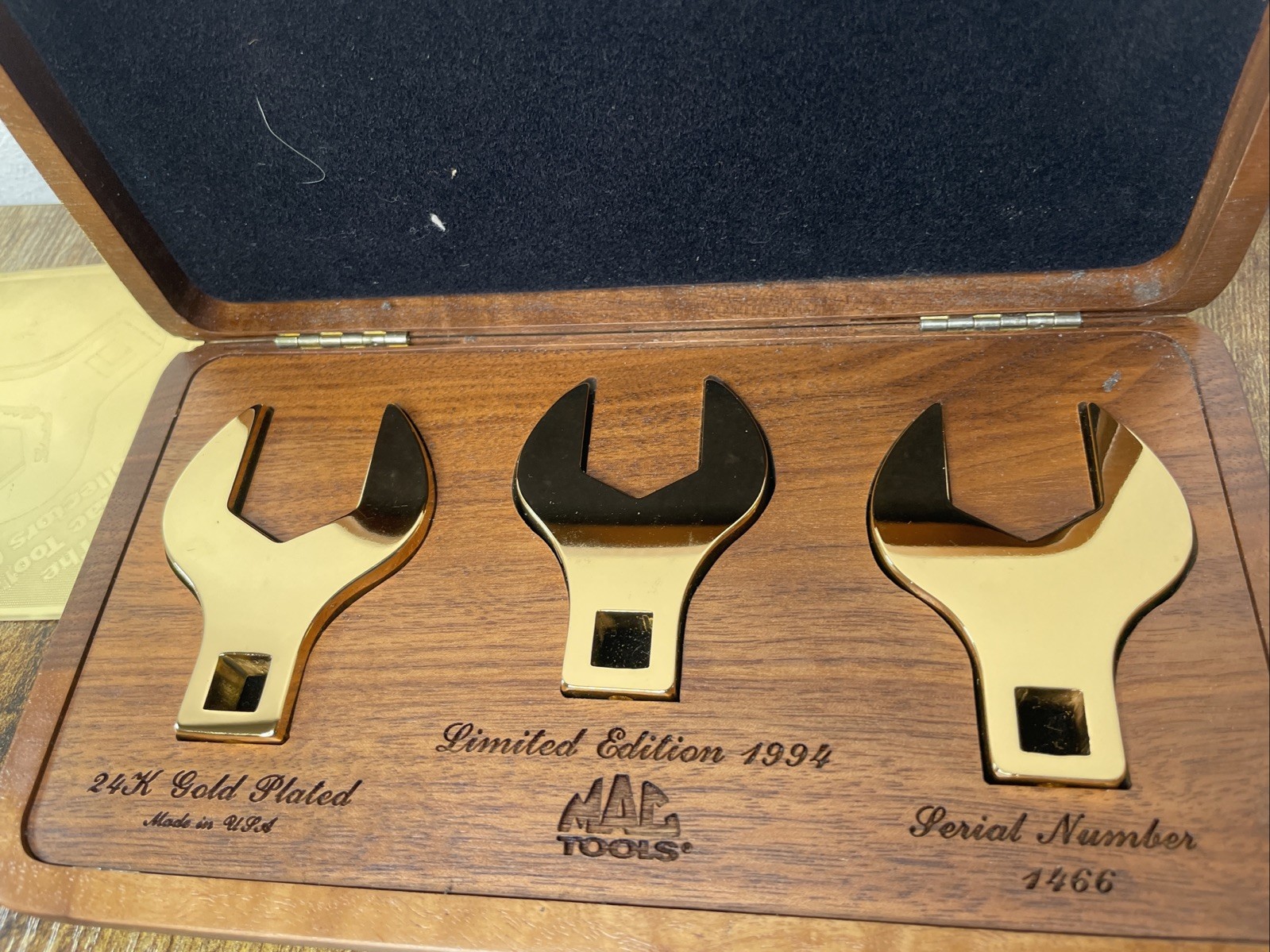 1994 Mac Tools Limited Edition 24k Gold Plated 3pc Crowfoot- 93 Wrench Set