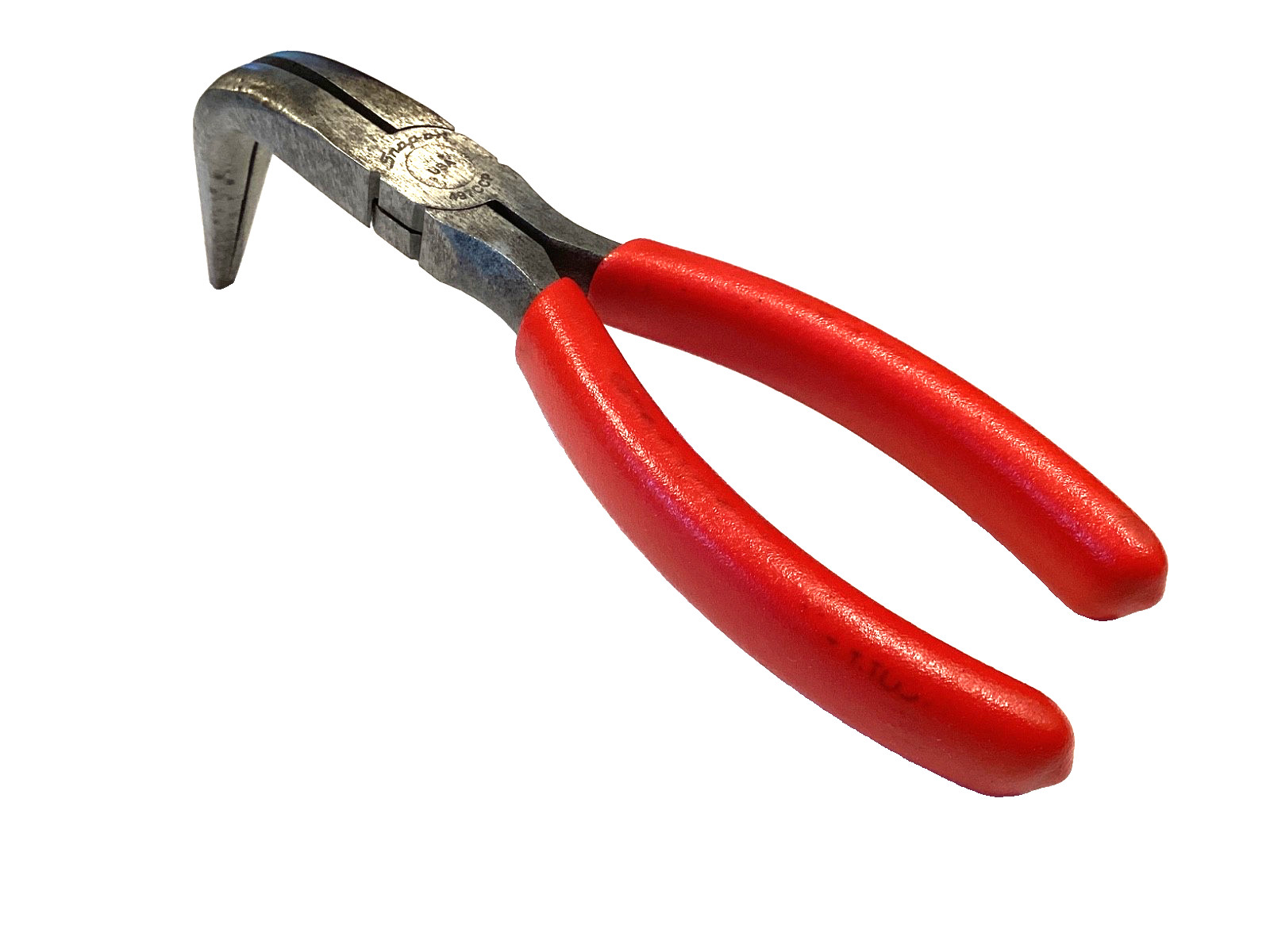 Snap on Tools 7” Long Nose 90° Bent Needle Nose Pliers RED Soft Grip 497CCP NICE