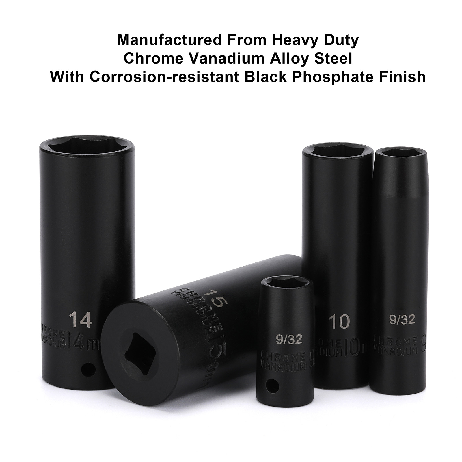 50PCS 1/4″ Drive Master Impact Socket Set 6-Point SAE/Metric 5/32 Inch