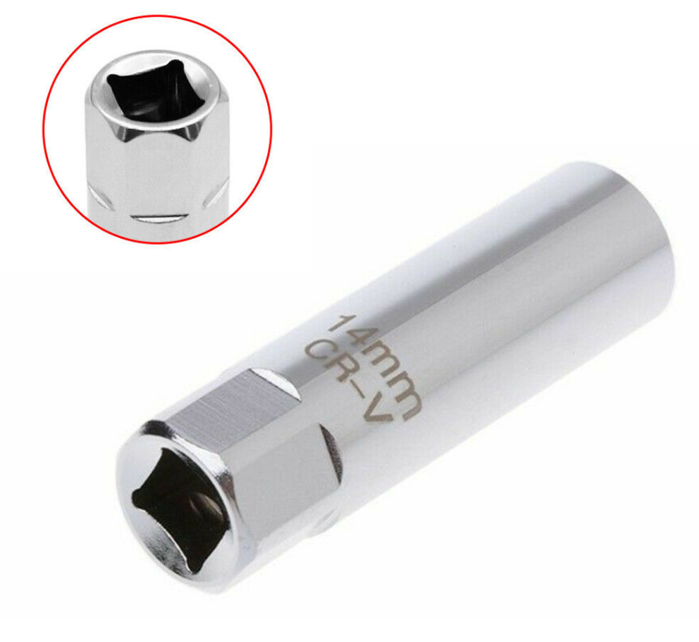 1X 14mm 3/8″ Drive 12 Point Spark Plug Socket Magnetic Retainer Thin Wall Sleeve