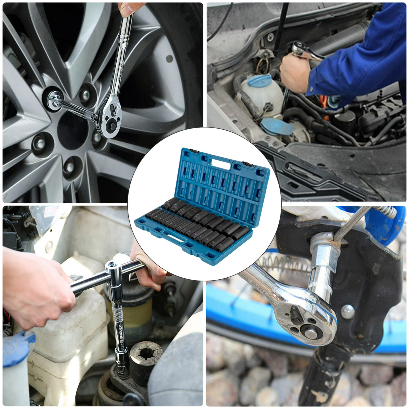 Impact Socket Set 1/2″ 26PCS Impact Sockets, Deep Socket Assortment, 1/2 » Driv