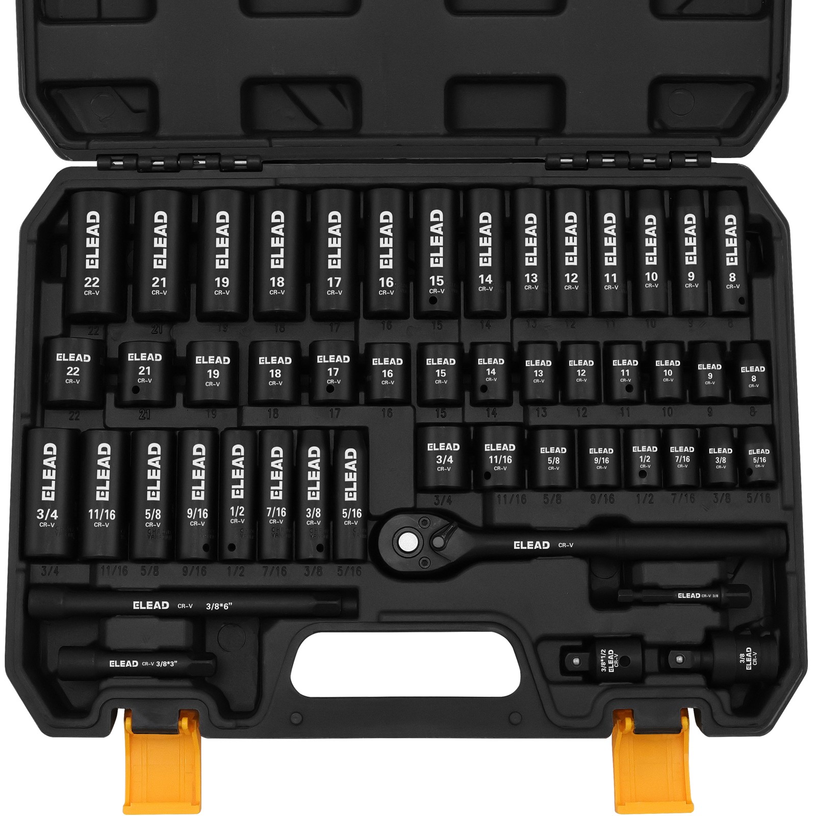 3/8» Drive Impact Socket Set 50Pcs Shallow & Deep Socket Set Metric & Standard