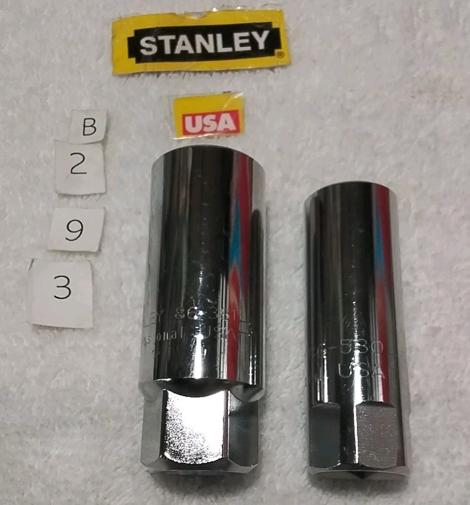 2pc STANLEY «PROFESSIONAL «3/8″-1/2″ DRIVE SPARK PLUG SOCKET 13/16″-5/8» USA…
