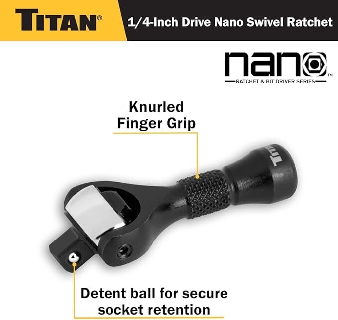 Titan 2 pc. Nano Swivel Ratchet & Bit Driver Set
