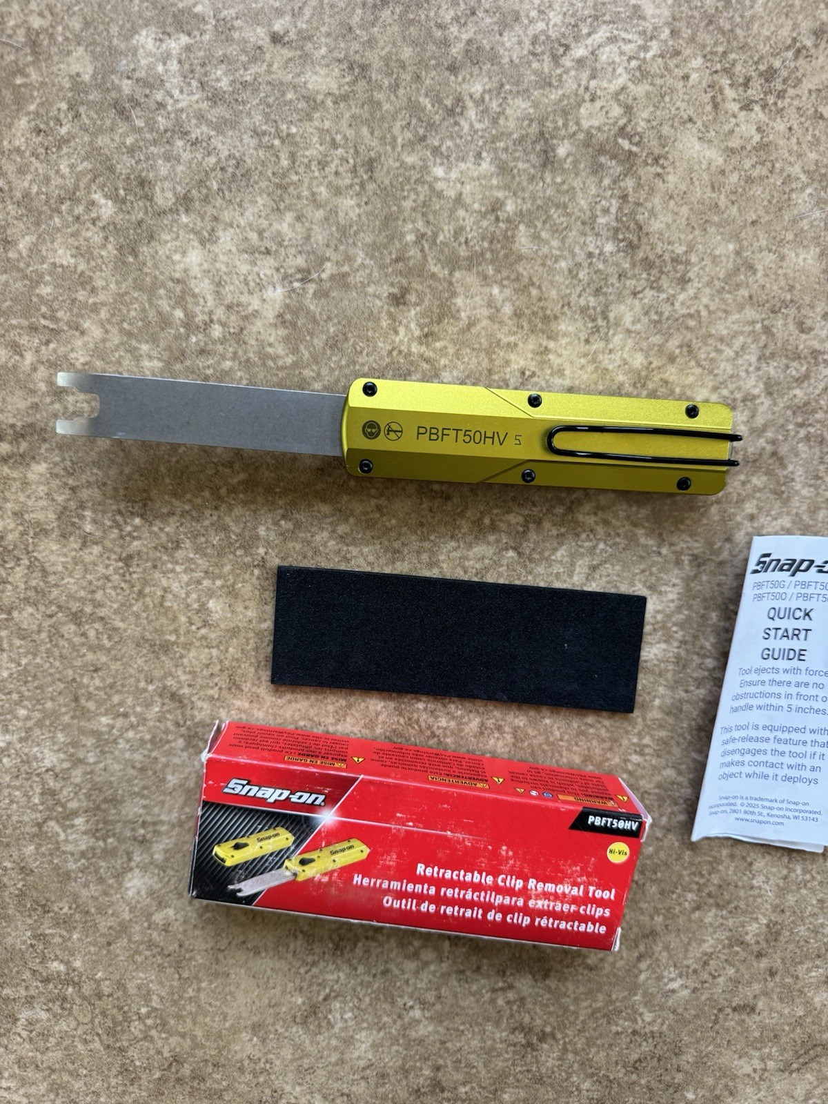 🟡 NEW Snap-On HI VIZ OTF Retractable Trim Clip Removal Tool PBFT50HV