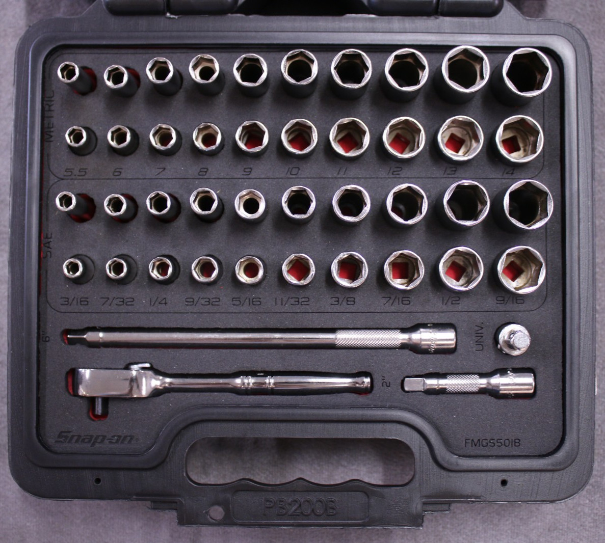 Snap On 44pc 1/4” Drive Metric & SAE General Service Socket Set 144TMPBFR